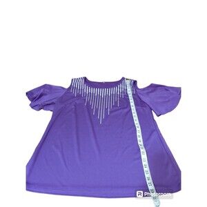 Ladies Purple Shirt With Slit Sleeves. Size XL